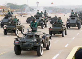 Myanmar's military in an Armed Forces Day parade in Naypyitaw, March 27, 2021. Photo: Agencies