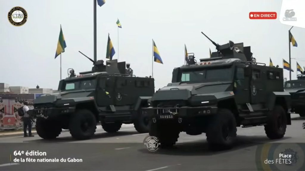 The Gabonese army showcased new Spartak MRAP vehicles, delivered by Russia, for the first time during a military parade held on August 17, 2024. (Picture source: Gabon National TV)