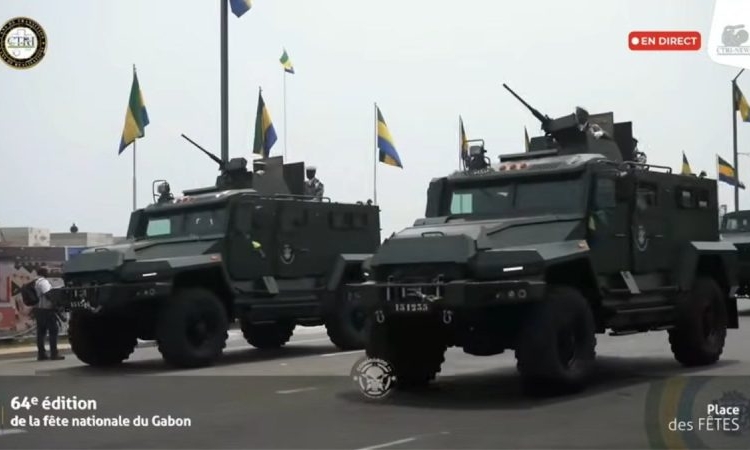 The Gabonese army showcased new Spartak MRAP vehicles, delivered by Russia, for the first time during a military parade held on August 17, 2024. (Picture source: Gabon National TV)