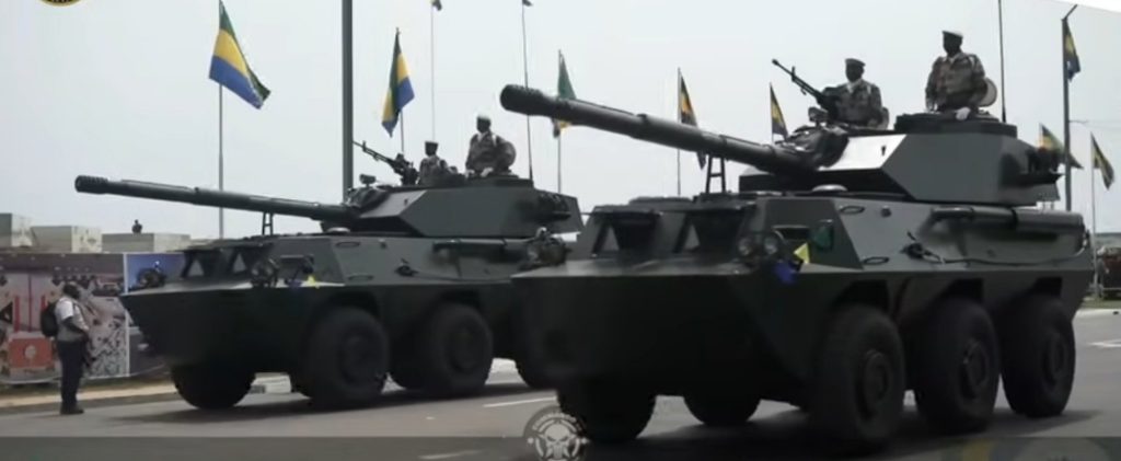 Chinese-made WMA301 fire support vehicles of the Gabonese military during Independence day parade. (August 17th 2024, Libreville.)