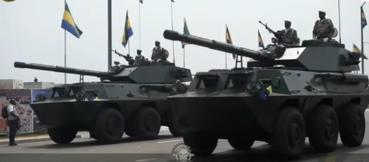 Chinese-made WMA301 fire support vehicles of the Gabonese military during Independence day parade. (August 17th 2024, Libreville.)