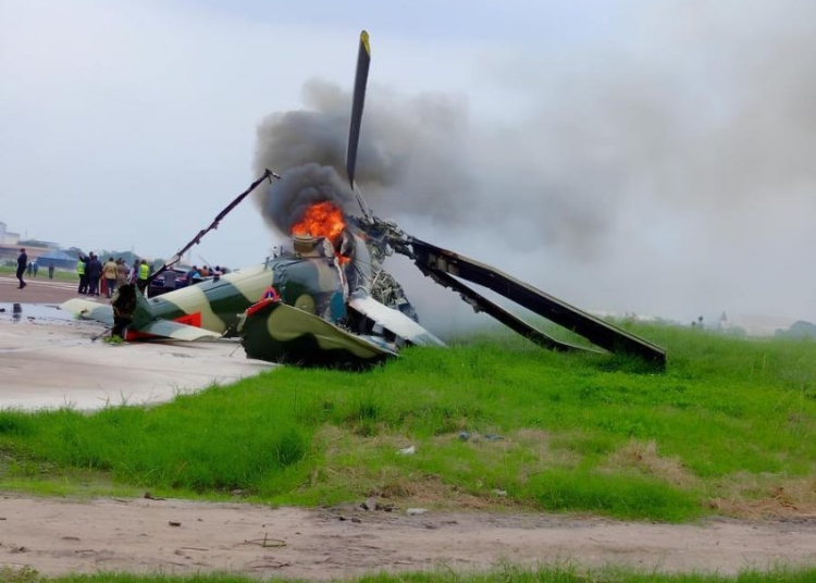 Crashed Mi-24 helicopter belonging to the DR Congo air force