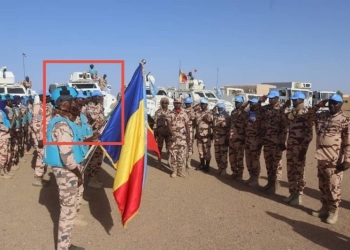 Chadian MINUSMA contingent in Mali. The Proforce ARA II MRAP can be seen in the background and highlighted in red square.