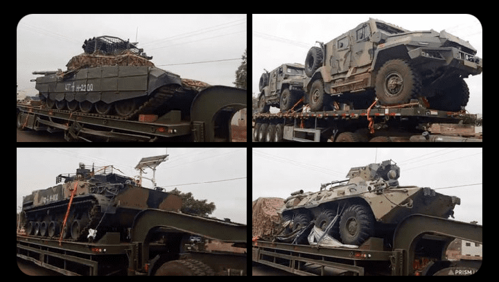 Recently received armoured vehicles from Russia to the Malian military. (Images via X).